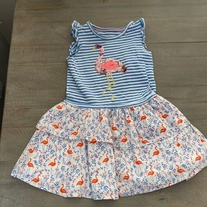 Mini Boden Flamingo Sequin Ruffle Tiered Dress